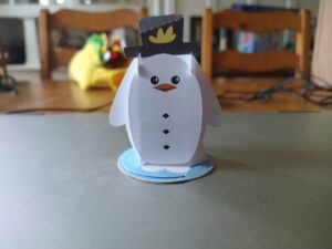 A papercraft snow penguin